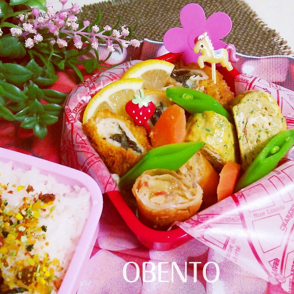 o(*⌒O⌒)ｂ 梅しそササミカツのお弁当!!|cafechanさん