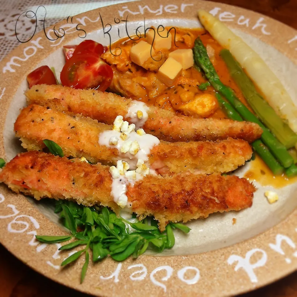 サーモンフライとチキンのトマト煮込み|ototoさん