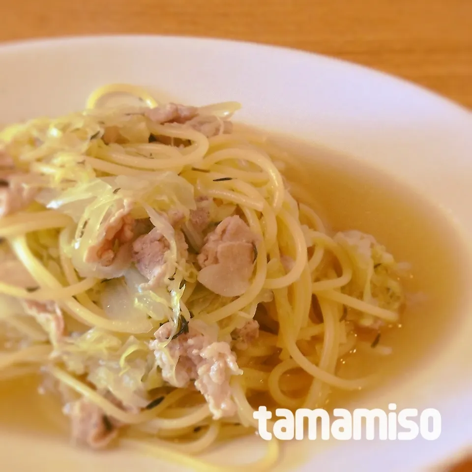 豚肉とキャベツのスープパスタ|tamamisoさん