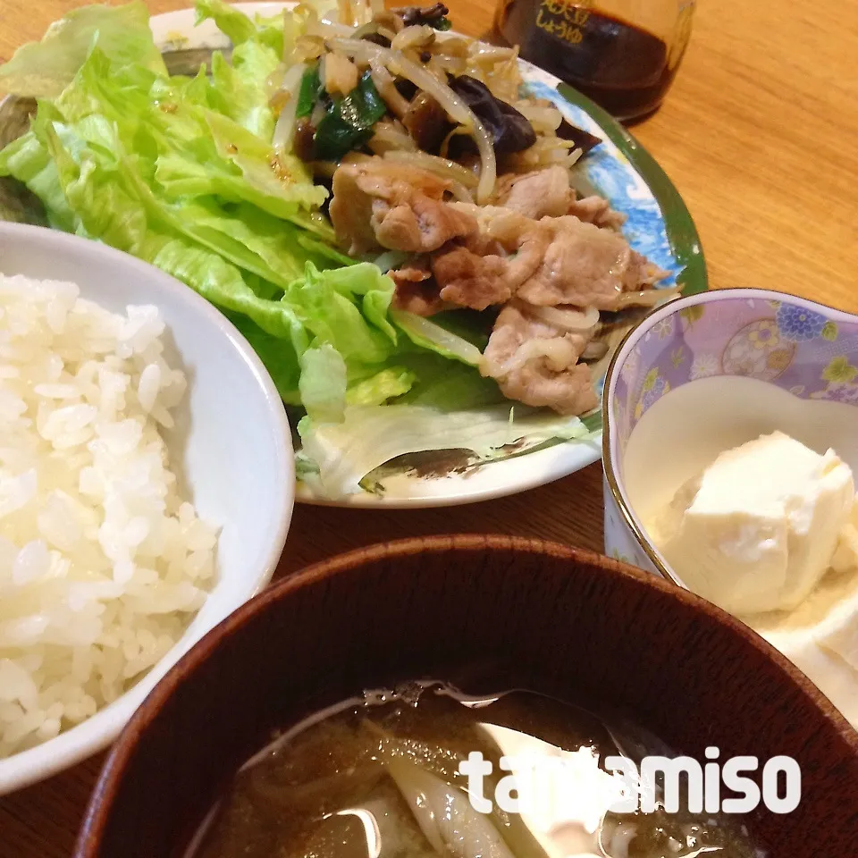 Snapdishの料理写真:豚野菜炒めの夕飯|tamamisoさん