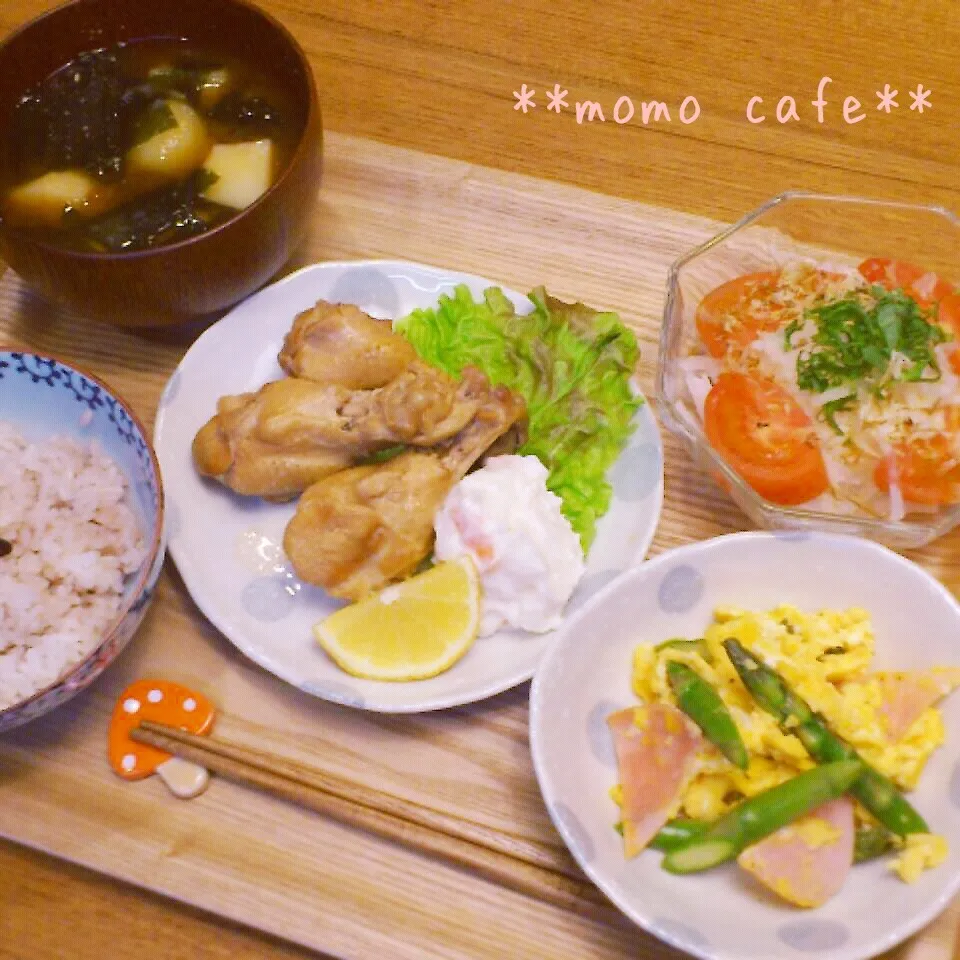 4/18(木)dinner**鶏手羽元さっぱりお酢煮**|ももさん