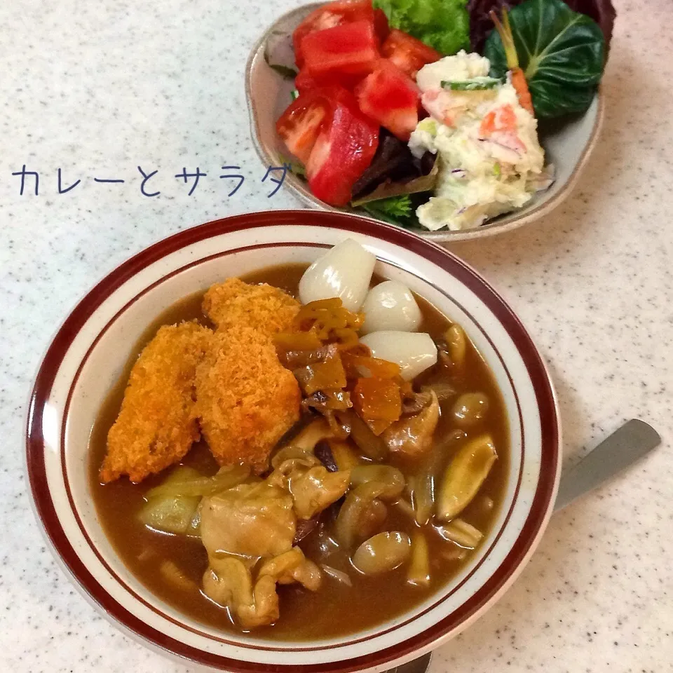 カレーライスとサラダ|とももさん