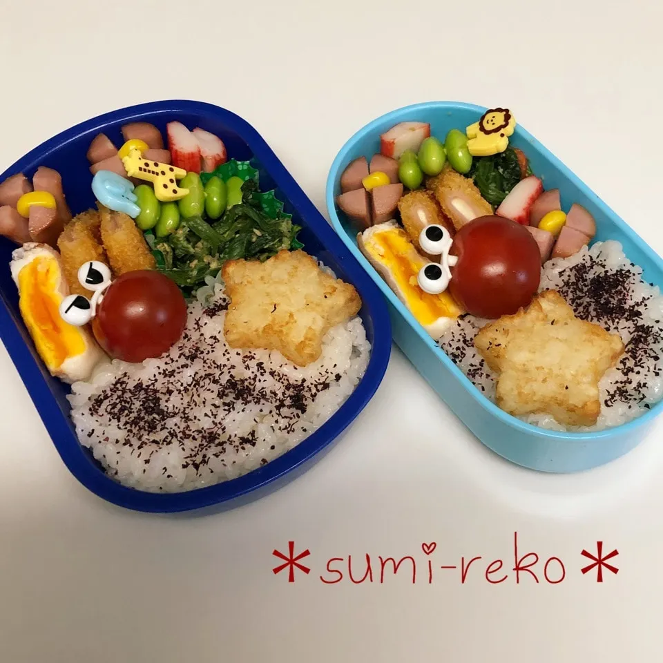 Snapdishの料理写真:2018.4.20幼稚園お弁当☆年少&年長|sumire-koさん