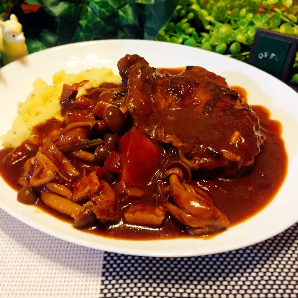 鳥もも肉の赤ワイン煮込み|Wabiさん