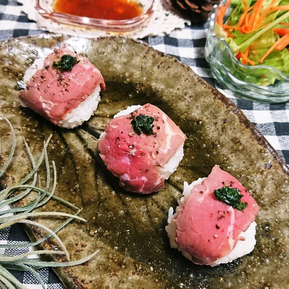 Snapdishの料理写真:激リピver☆ちたこさんのローストビーフde手まり寿司～|とまと🍅さん