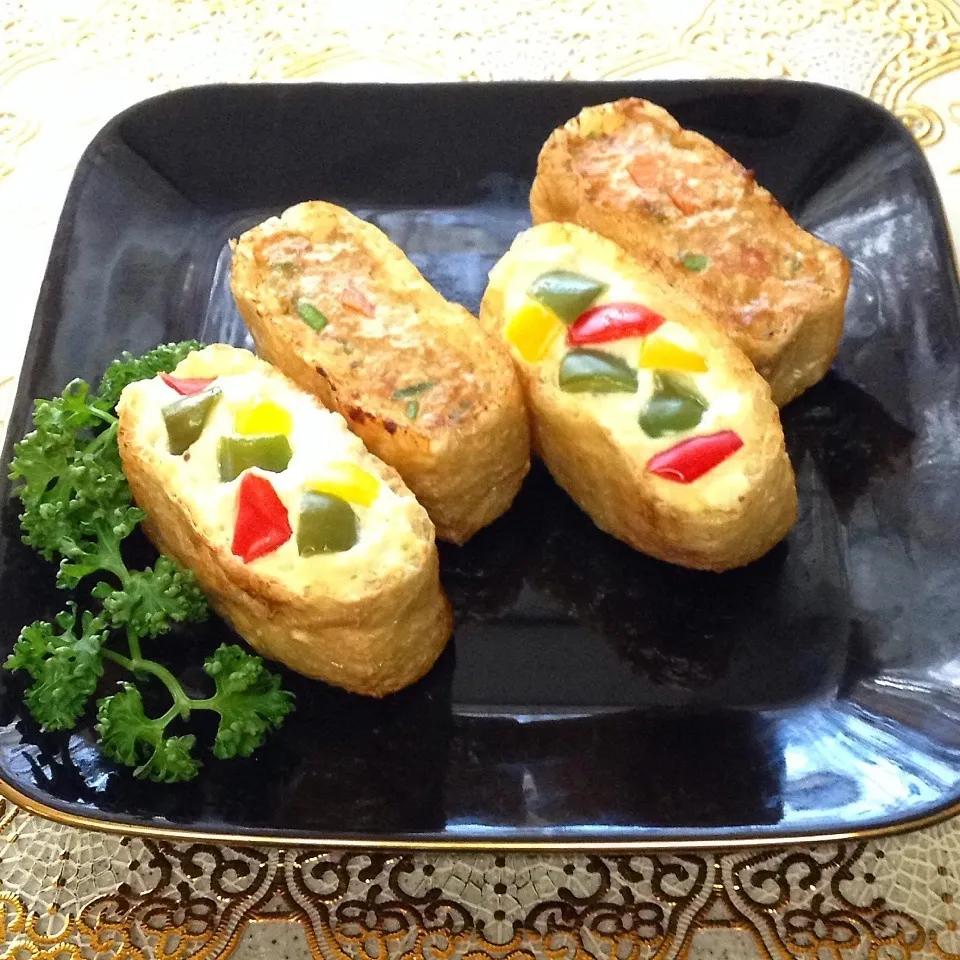 ♪お豆腐鶏ひき肉カマンの油揚げカップ♪|henryさん