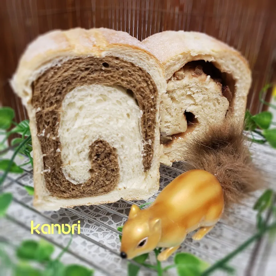 Snapdishの料理写真:とまとちゃん❤️ハピバ～ぐるぐるワンローフパン2種～|かのりさん