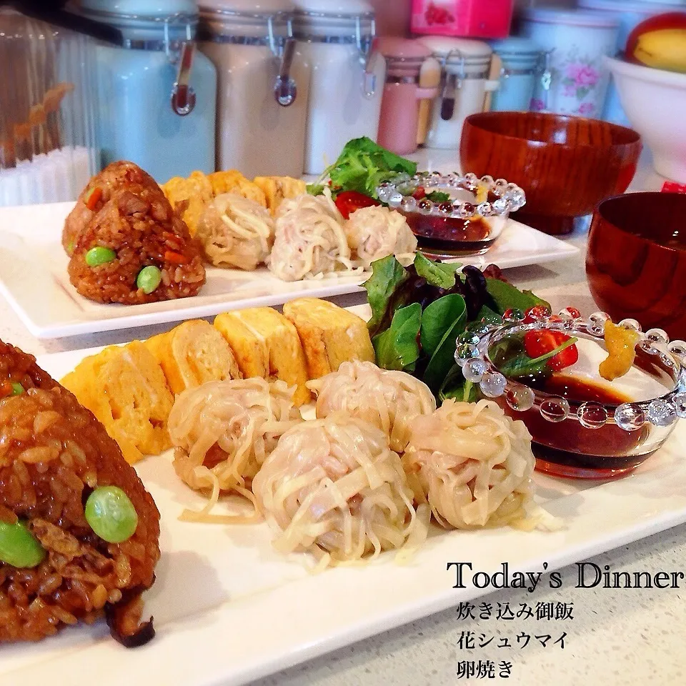 餅米入りモチモチ炊き込み御飯&花シュウマイ|はーちゃんさん