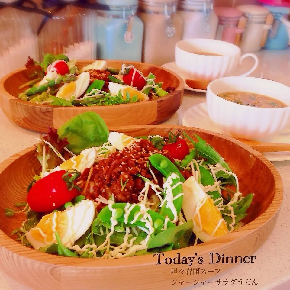 Snapdishの料理写真:ぉ野菜たっぷり食べれるジャージャーサラダうどん|はーちゃんさん