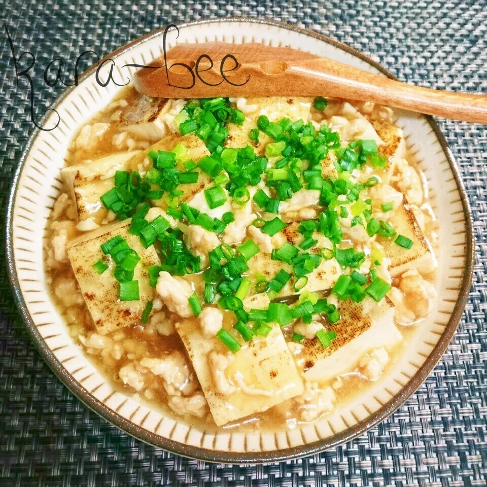 Snapdishの料理写真:ご飯にかけて丼も旨っ♡ほっこり優しい味の和風麻婆豆腐|からあげビールさん