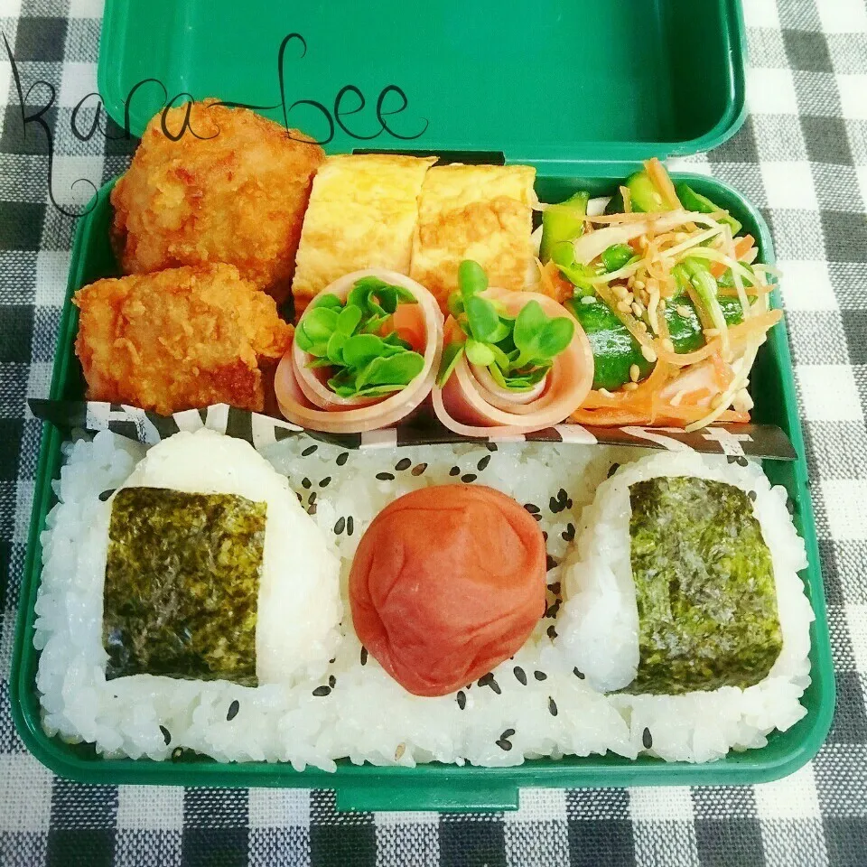 みどりもゲットだぜ！日の丸こにぎり弁当|からあげビールさん