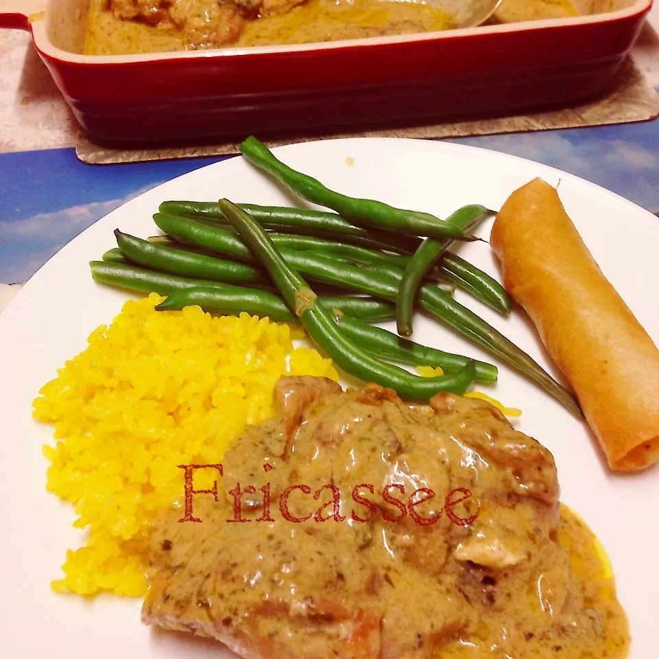 Snapdishの料理写真:Chicken Fricassee&Spring roll|はーちゃんさん