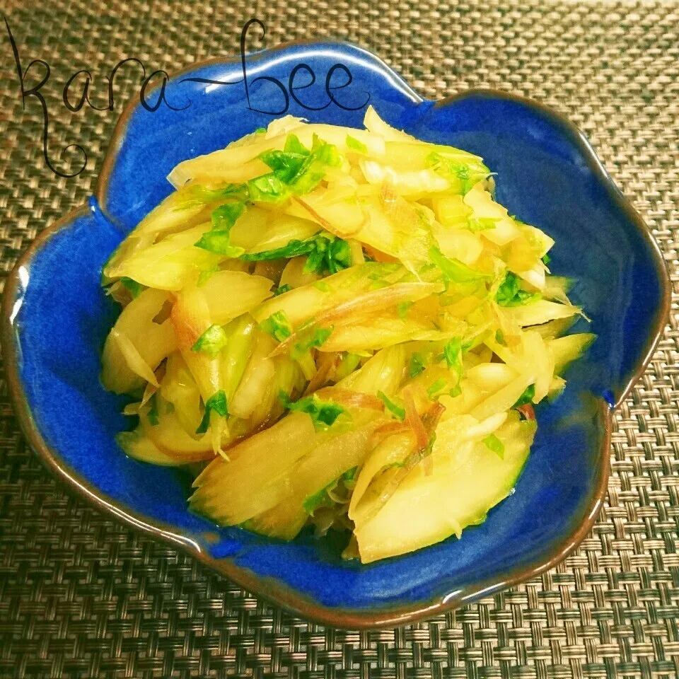 お箸が止まらない♡やみつきセロリの茗荷醤油漬け|からあげビールさん