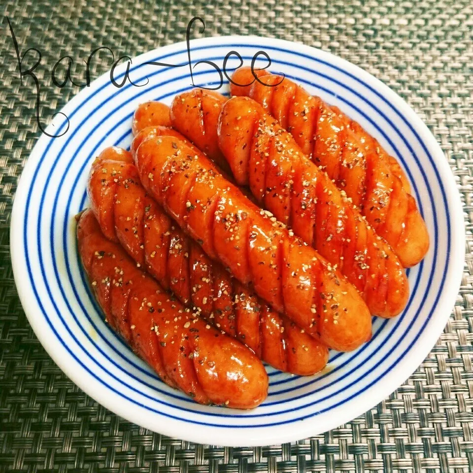 お弁当におつまみに♡照りっ照り甘酢照り焼きウインナー|からあげビールさん