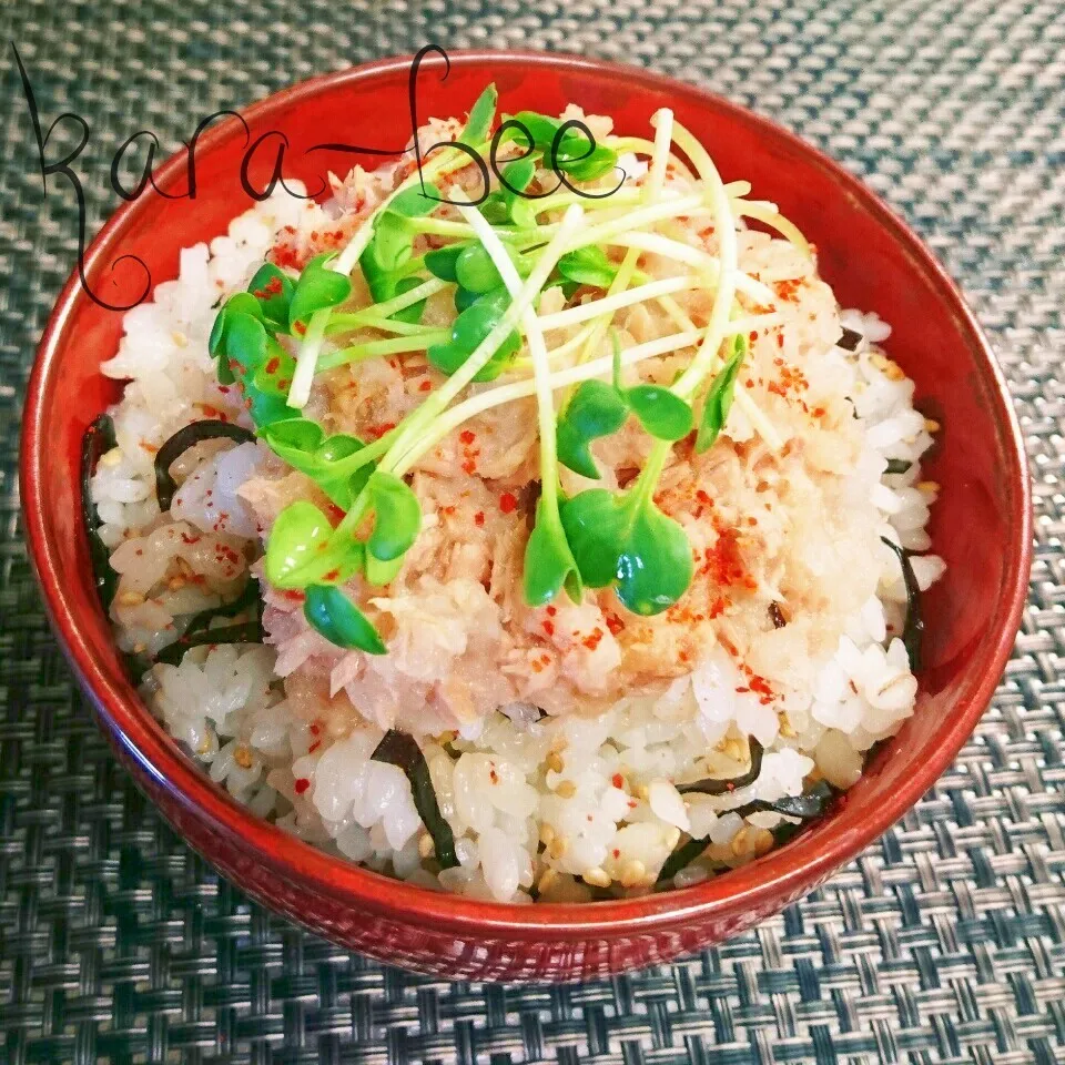 夏のサッパリずぼら飯♡ピリ辛ツナおろし塩こんぶ丼【飯研】|からあげビールさん