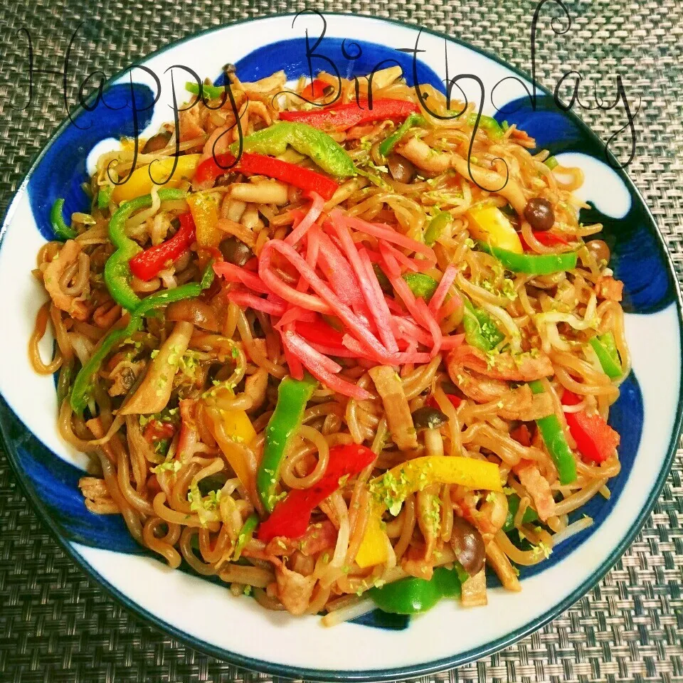 糖質制限焼きそばdeへーさんハピバ|からあげビールさん