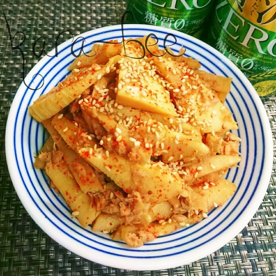 混ぜご飯にも◎いろいろ使える!たけのことツナの中華きんぴら|からあげビールさん