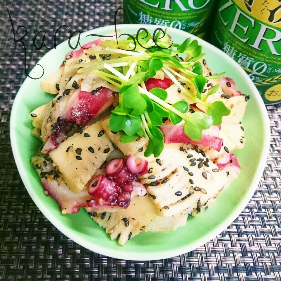 旬を食べよう♡簡単!たけのことタコの胡麻酢味噌和え|からあげビールさん