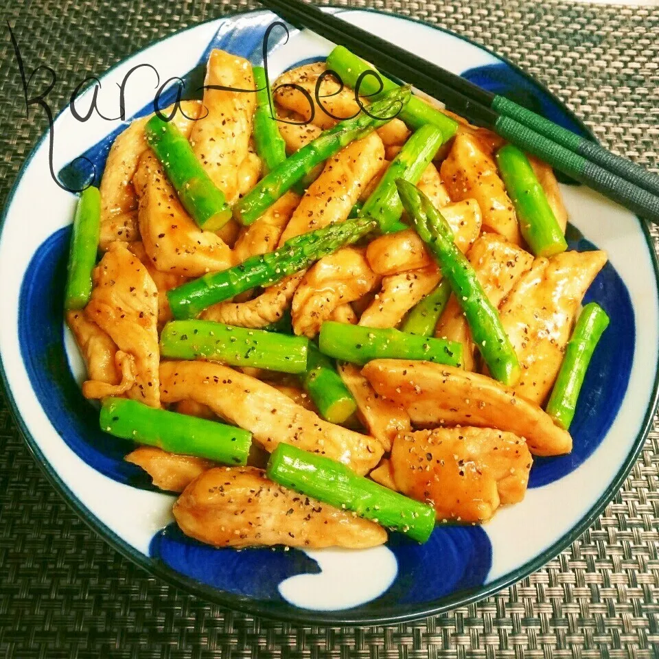 アレで簡単失敗なし♡やわらかマヨ鶏とアスパラの中華炒め|からあげビールさん