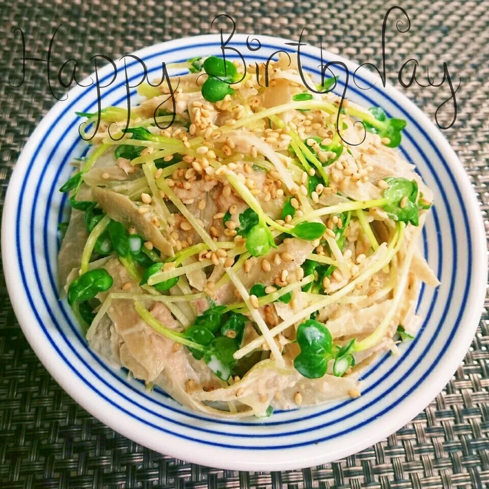 マネっこ絶品ごぼうサラダで容子ちゃまハピバ|からあげビールさん