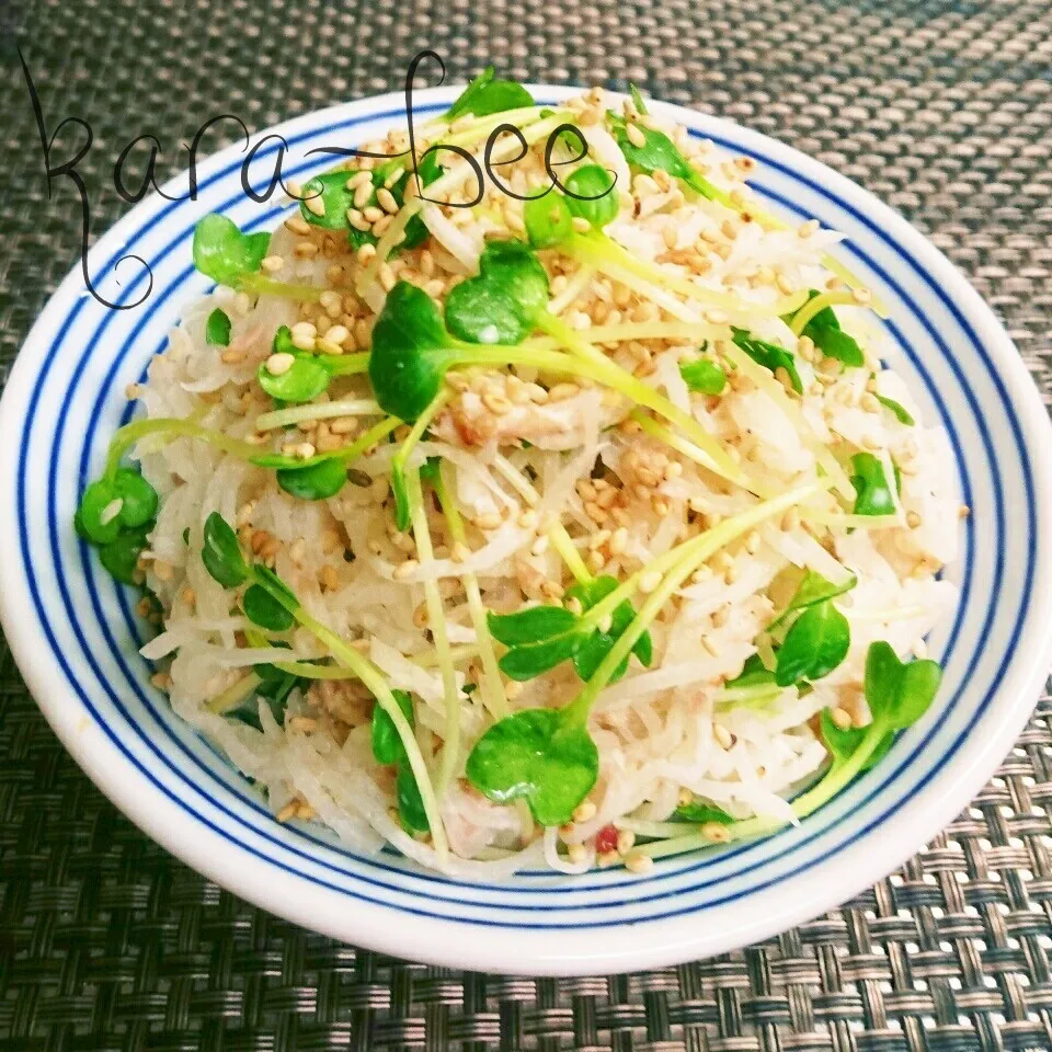 アレでお箸が止まらない♡大根の梅かつおツナマヨサラダ|からあげビールさん