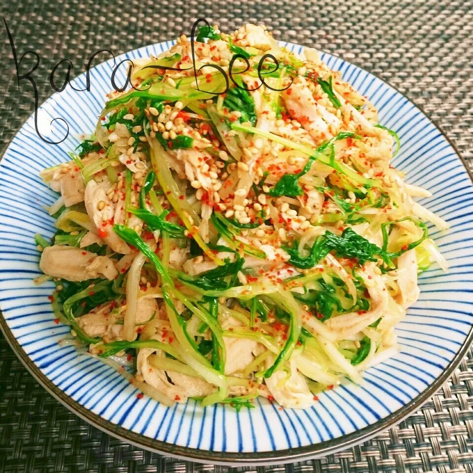 ヘルシーダイエット飯♡ささみと水菜と長ネギの旨辛ナムル|からあげビールさん