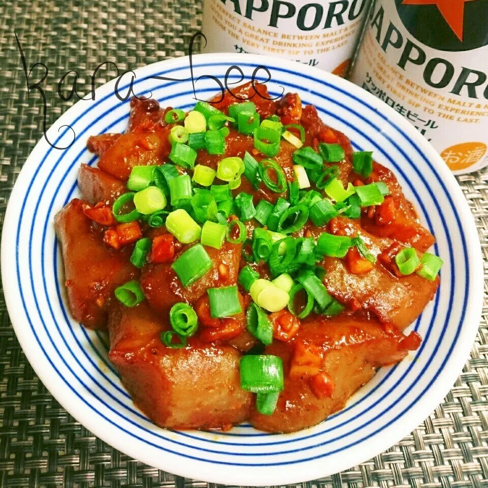 悶絶酒の伴!こんにゃくの辛味噌ニンニク炒め【痩せつま】|からあげビールさん