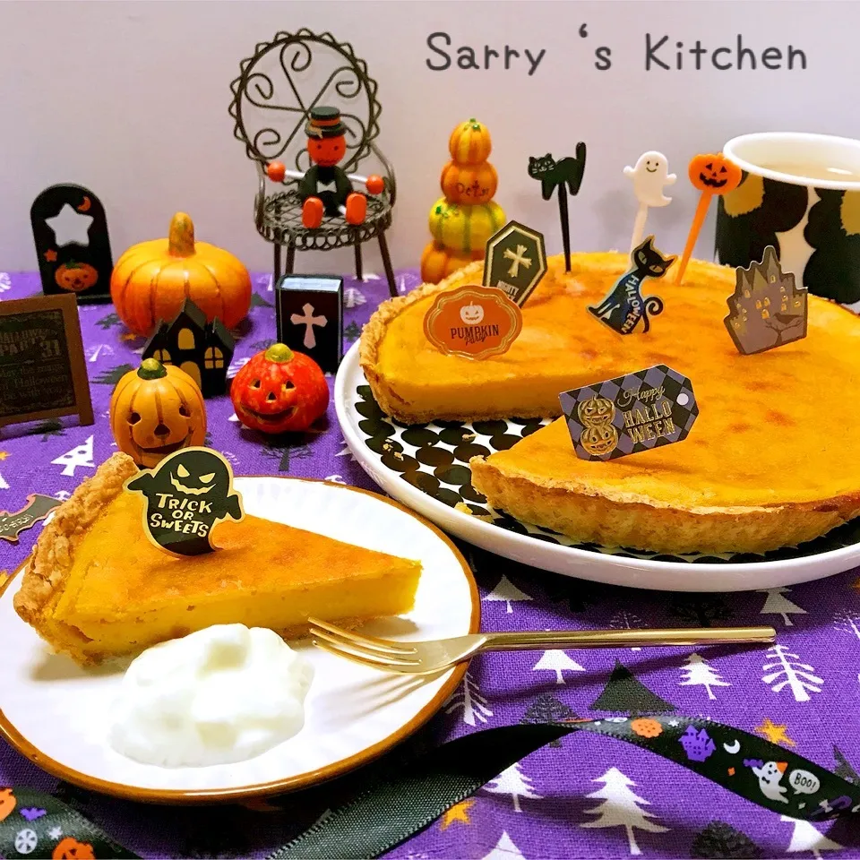 Snapdishの料理写真:Halloween ♡カボチャのタルト♪|Sarryさん