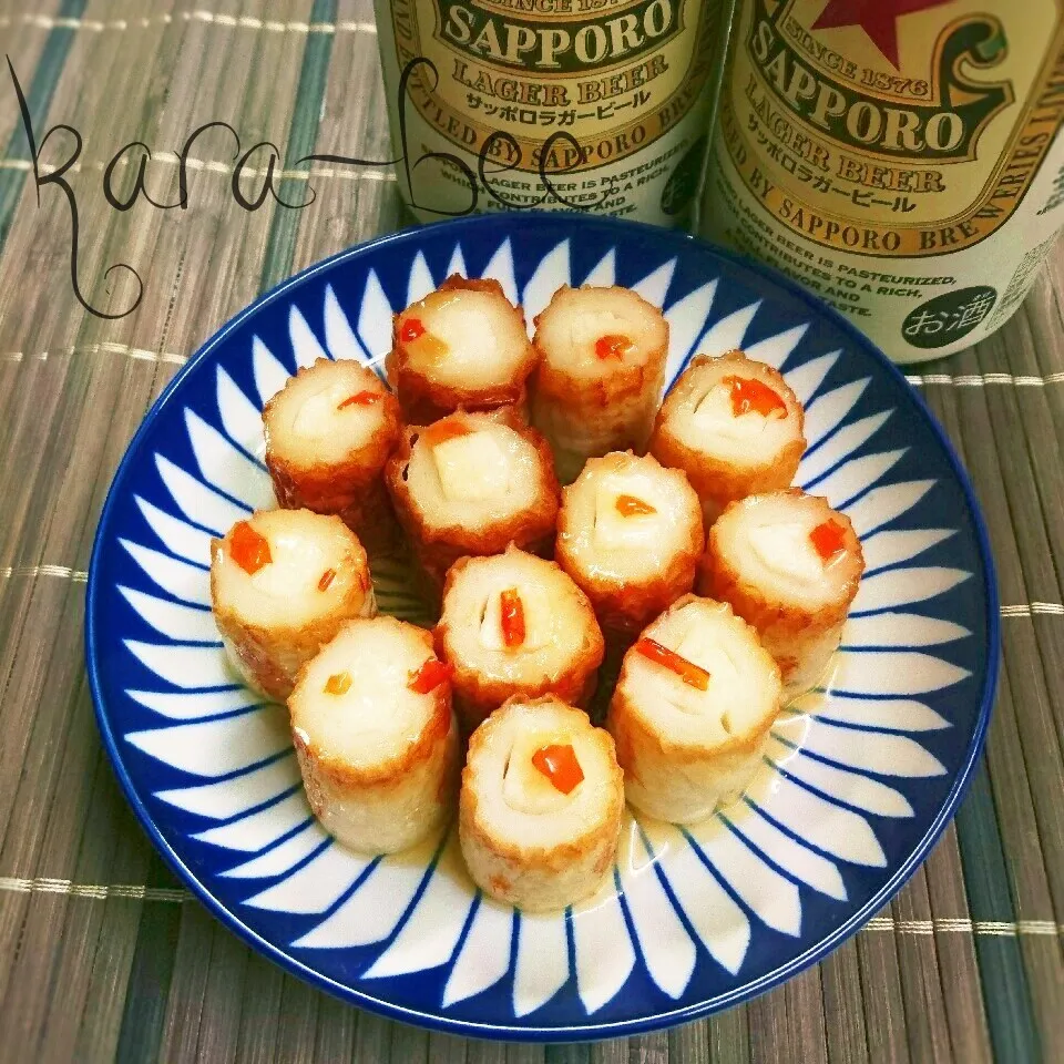 Snapdishの料理写真:長いもinちくわのスイチリ照り焼き♡祝kaorinboさん|からあげビールさん