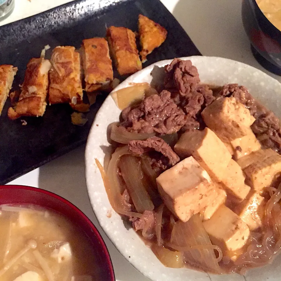 肉豆腐と長ネギ入り卵焼き|もかさん