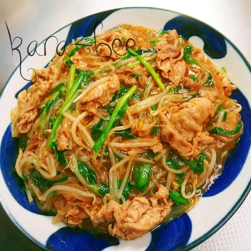 【簡単・節約90円】ご飯が進む♡とろりんニラもやし春雨|からあげビールさん