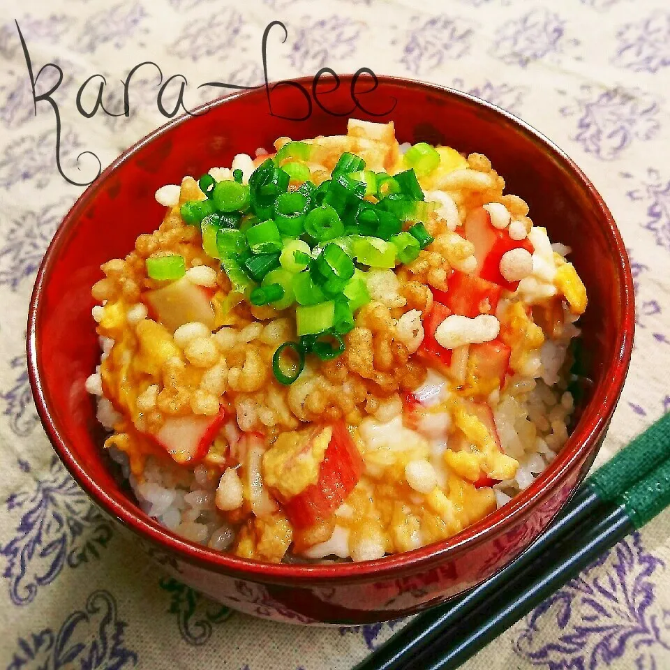 本当に時間が無い日の３分丼♪ハマる！カニ玉天丼|からあげビールさん