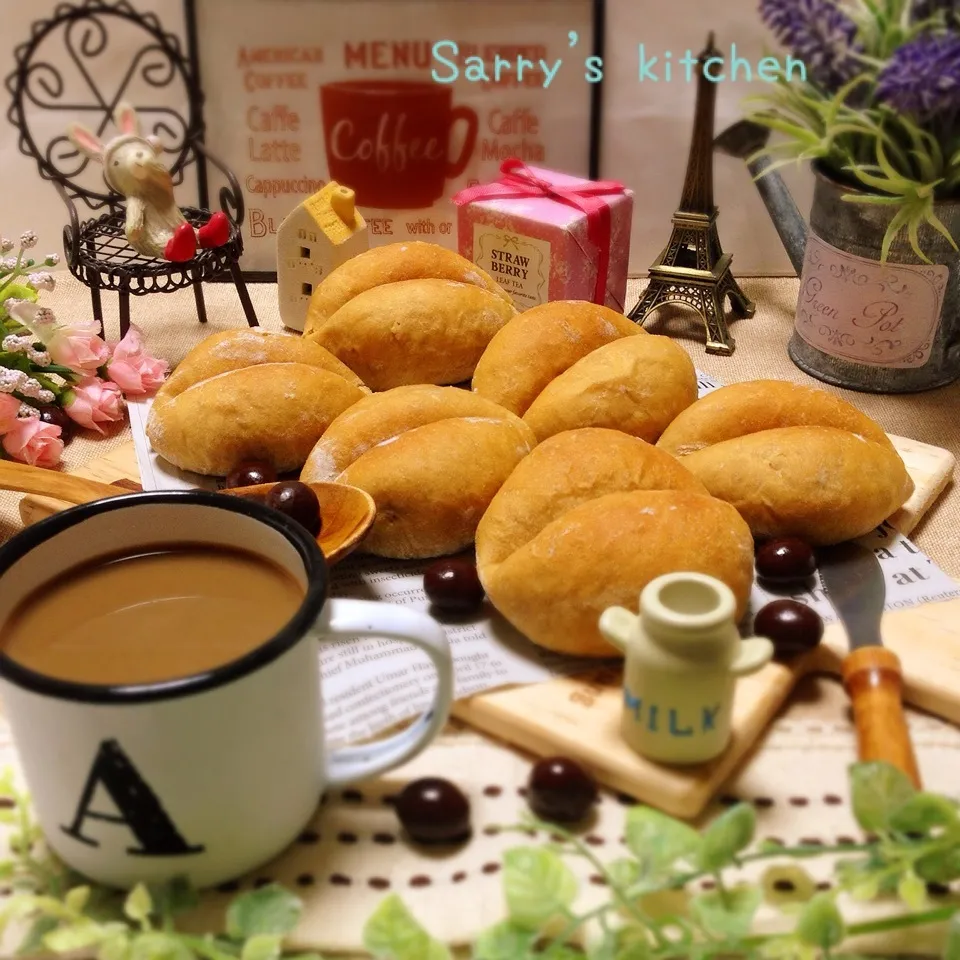 コーヒー豆の形の♡コーヒーパン♪|Sarryさん