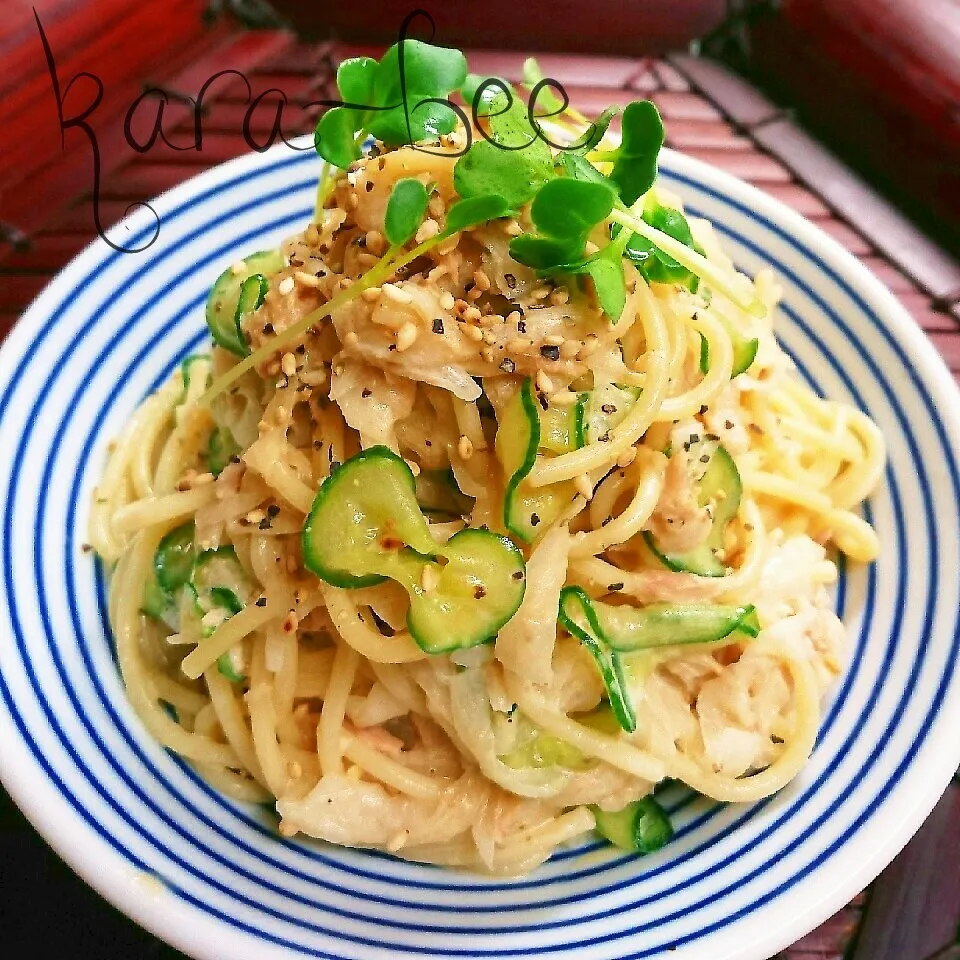 たっぷり大根でかさ増し♡麺つゆツナマヨポン和風スパサラ|からあげビールさん