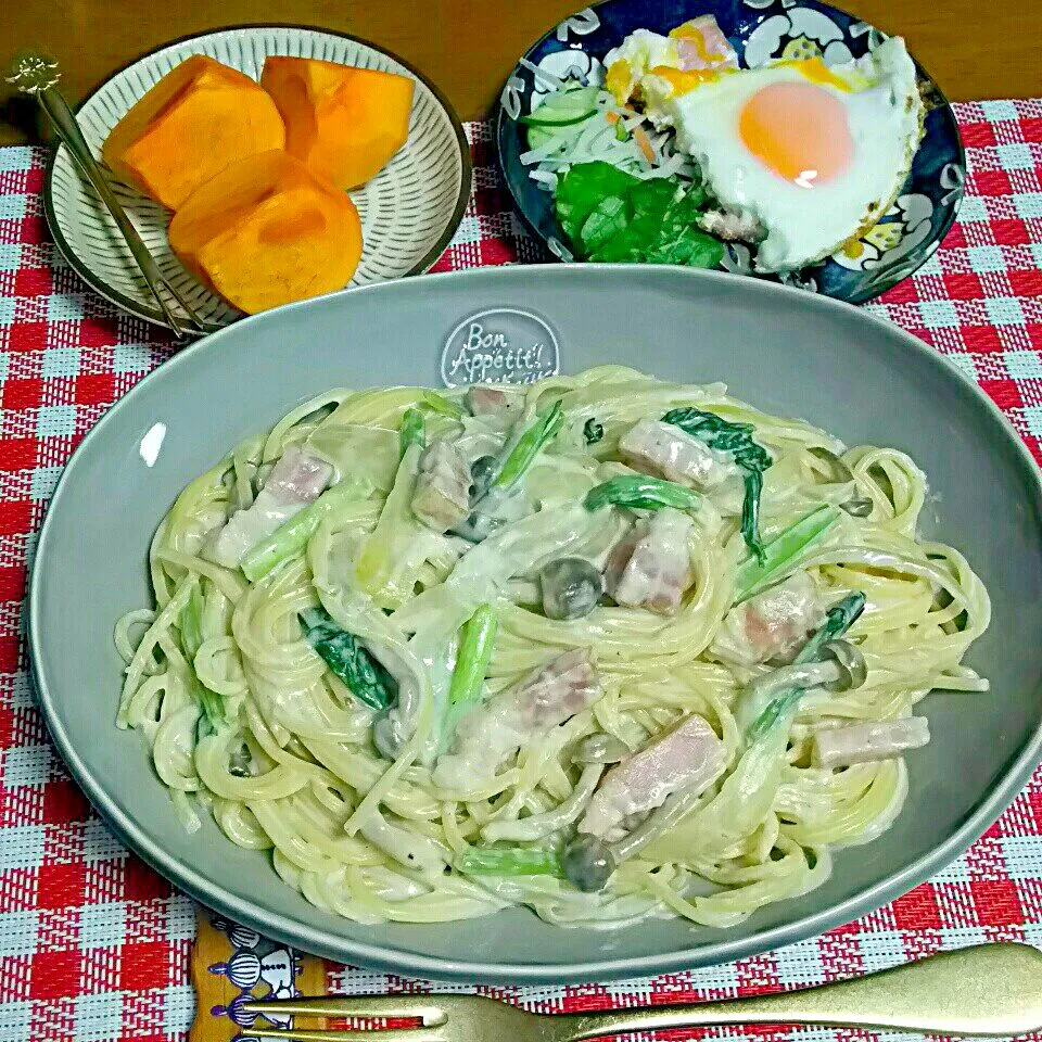 #クリームパスタ🍝❤晩ご飯🌃🍴|とししいたけさん