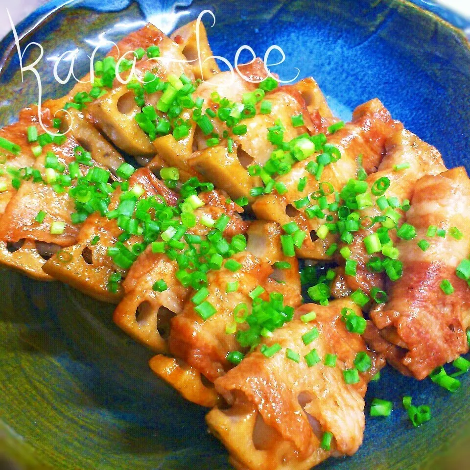 ご飯が進む♡簡単激ウマ♪豚バラのれんこん巻き|からあげビールさん