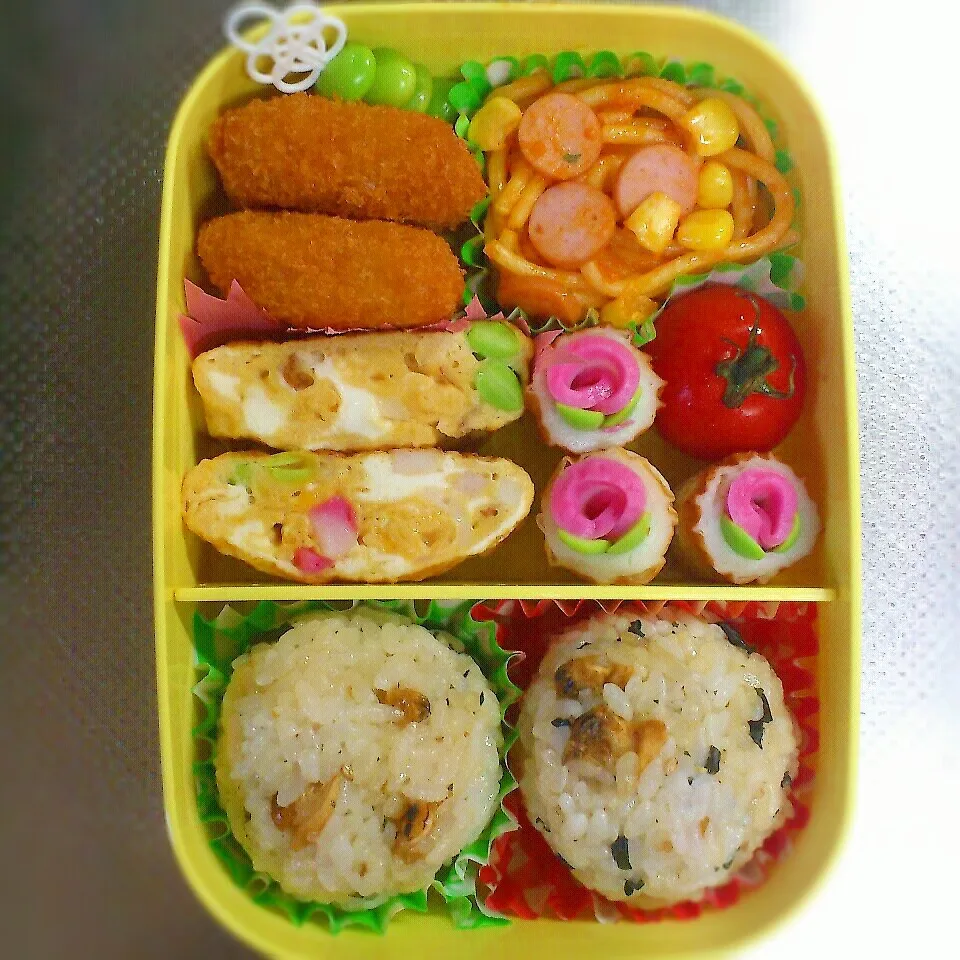 アサリおにぎり学童弁当|からあげビールさん