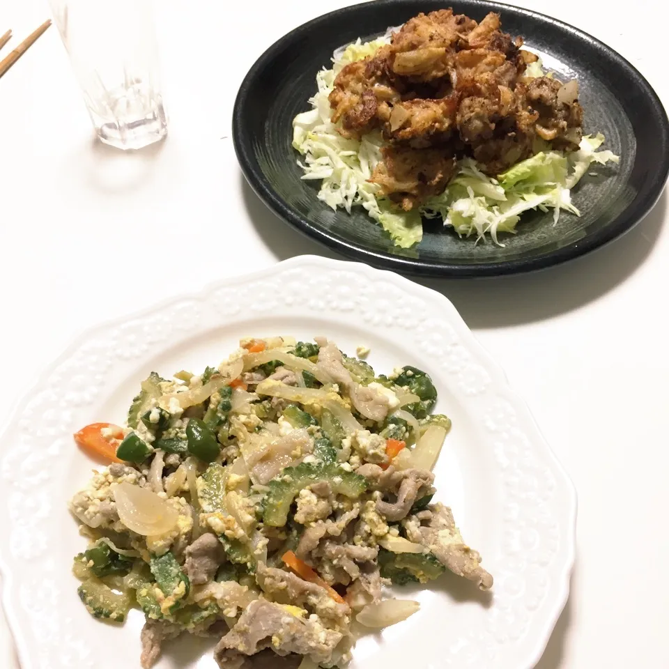 ゴーヤチャンプルと豚肉の唐揚げ|takarinさん