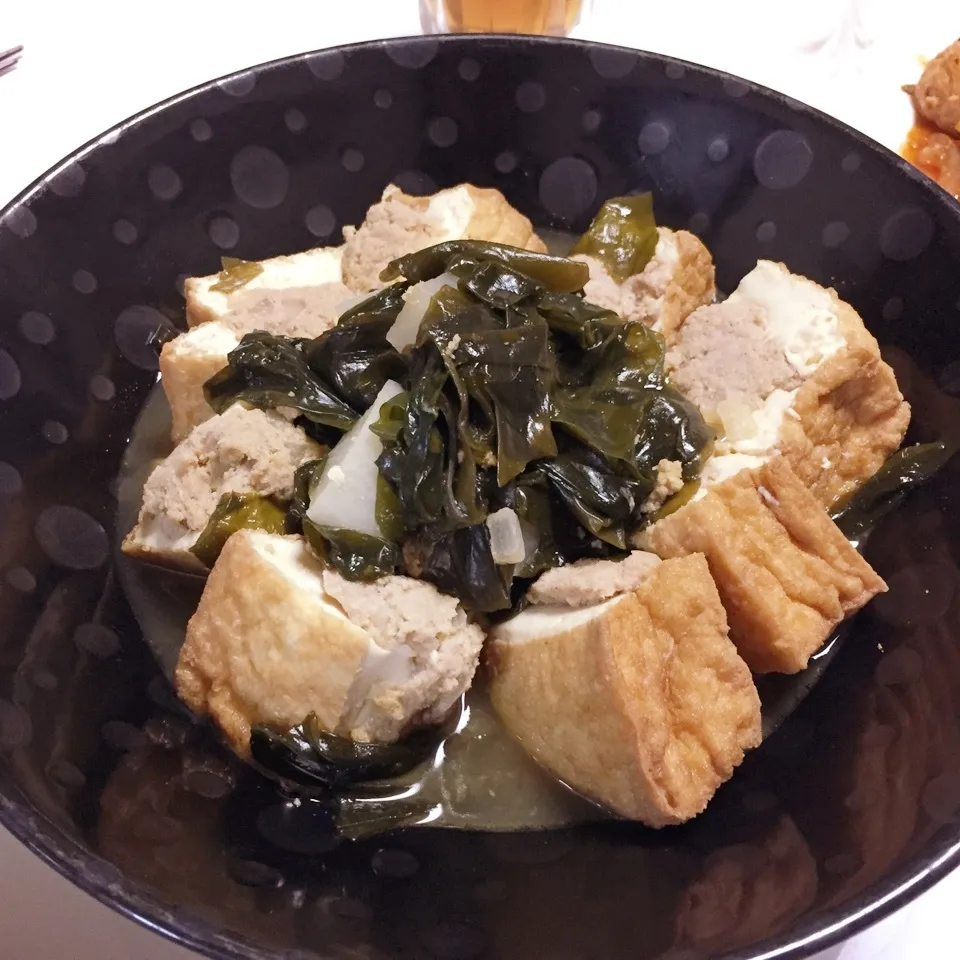 Snapdishの料理写真:肉詰め厚揚げの煮物|takarinさん