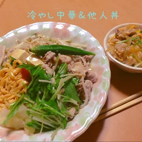 中２、柔道部次男の晩ご飯は冷やし中華＆ミニ丼！|takarinさん