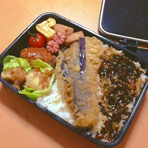 今日の高一長男のお弁当  大きなナス天|takarinさん