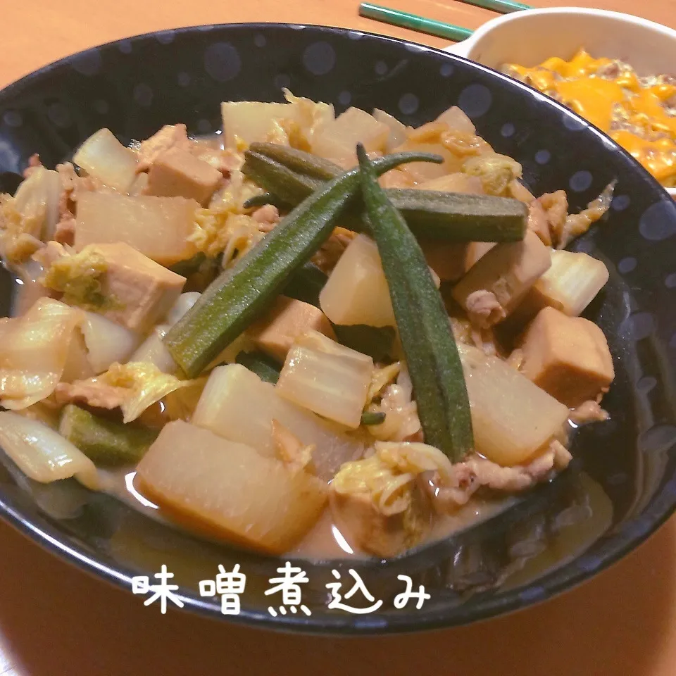 Snapdishの料理写真:大根と高野豆腐の味噌煮込み|takarinさん