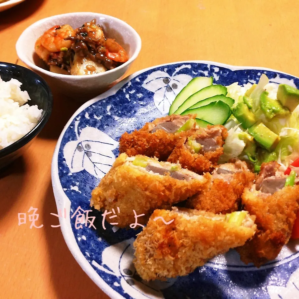 変わりトンカツ＆里芋とエビと牛肉の炒め煮|takarinさん