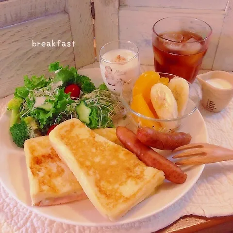 日曜日の朝ごはん♡クロックムッシュのワンプレート|party martyさん