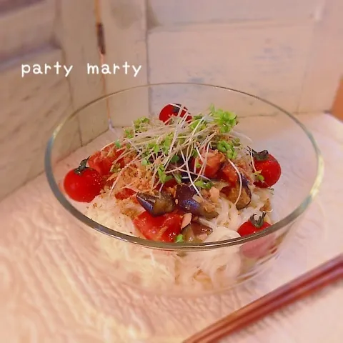 トマトとなすの冷やしそうめん♪|party martyさん