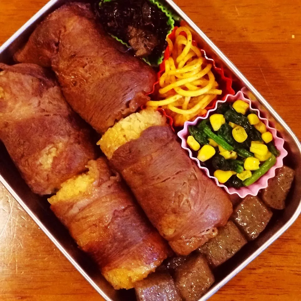 肉巻きおにぎり弁当|なつこいっきママさん