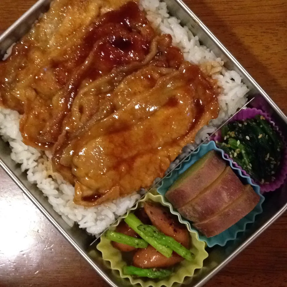 豚ロースの照りタレ弁当|なつこいっきママさん