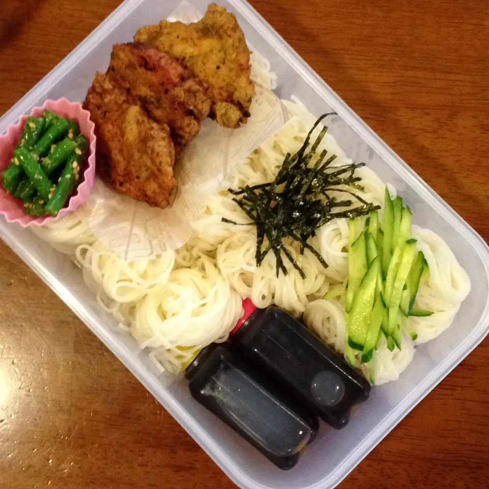 Snapdishの料理写真:胸肉の磯辺天弁当|なつこいっきママさん