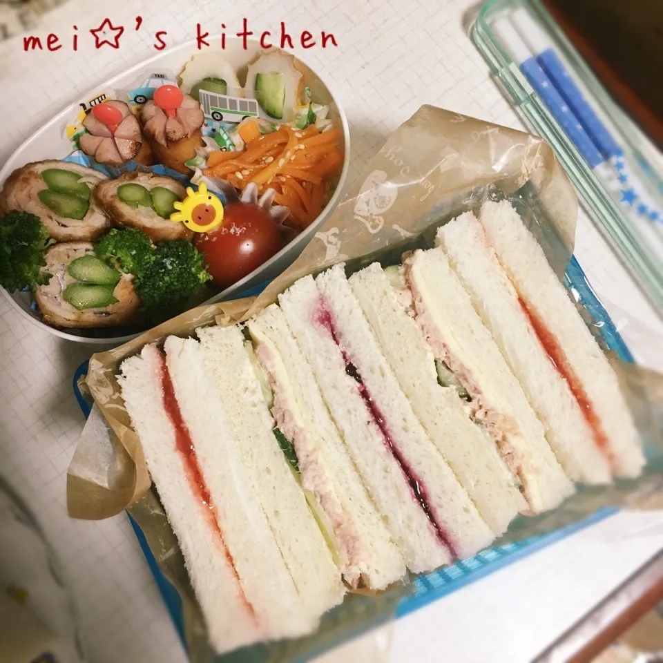 Snapdishの料理写真:小5男子☆サンドイッチ弁当|みぃ☆さん