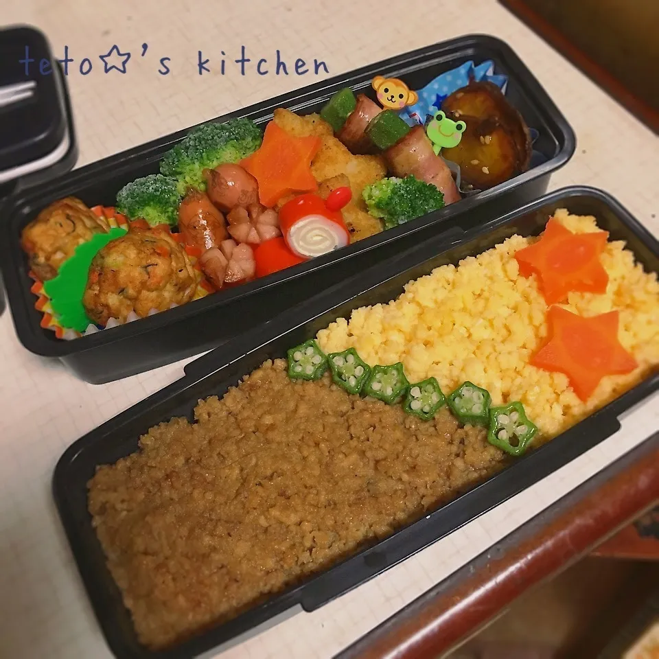 Snapdishの料理写真:小4男子☆そぼろ弁当|みぃ☆さん